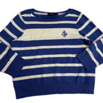Ralph Lauren Lauren Black Label Sweater Womens X Large Blue White Striped Anchor Photo 0