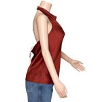 Vince . Draped Satin Halter Blouse, Red, Medium Photo 13