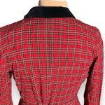 Vintage JBS Shirtdress Red Black Double Breasted Plaid Velvet Collar Midi Red Size 10 Photo 5