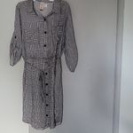 Mimi Chica  Shirt Dress 100%Rayon Black and White Buttoned Tie Front. Size L Photo 9