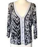 August Silk  Cardigan Sweater Black Silver Long Sleeve Top Women's Petite Large Photo 0