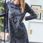 Boden Doodle Dog Sweatshirt Knee Length Mini Dress Black Size 6 Photo 0