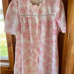 Vintage Floral Nightgown Pink Rose Print Ruffle Collar Short‎ Sleeve Sleepwear Size XXL Photo 0