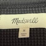 Madewell  Women's Gray Waffle Knit Long Sleeve Crew Neck Crop Sweater Top Size M Photo 2