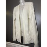 Forever 21 Sweater Cardigan Womens Medium White Open Knit Pockets Long Sleeve Photo 3