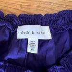 Cloth & Stone Anthropologie  Luxe Satin Banded Blouse‎ Blue XS Photo 3