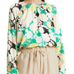 Rodebjer Solomiya Floral Puff Long Sleeve Top Spring Green Career $290 XS EUC Photo 0