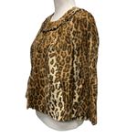 Victor Alfaro Beaded Leopard Print Faux Fur Jacket Size Petite 12P Black Photo 1
