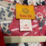 Red with Bright Floral Print Lightweight Long Sleeve Jacket Cardigan Size 14 Photo 3