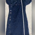 Hope & Harlow Lace Overlay Midi Dress Size 8 Navy Blue Photo 6