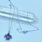 Spider Stainless Steel CZ Necklace Purple Photo 0