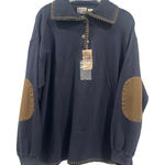 Cotton supply co vintage navy long sleeved fleece elbow patch Size M Photo 0