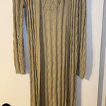 Women’s Long Cable Knit Cardigan Beige Medium Tan Photo 0