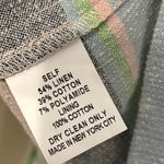 Hunter Bell Pink Blue Striped Linen Blend Landry Puff Blouse Top Size Medium Photo 5