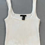 Forever 21  Tank Top Women's M Ribbed Square Neck White Fitted Basic Y2K Baby Photo 0