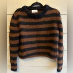 Black and Brown Crew Neck Sweater with Cozy Stripes Photo 0