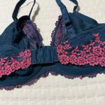 Wacoal 34DD Embrace Lace Blue Pink Floral Bra Underwire Unlined 65191 Photo 3