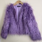 Lavender Faux Fur Shaggy Coat Jacket AILUBAODAN– Size S Purple Photo 7