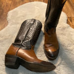 Tony Lama Vintage  Boots Size 8.5 Womens Two Tone Brown Cowboy Western Pointed Photo 0
