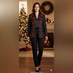 Laurence Kazar  2x Silk Sequin‎ Beaded Poinsettia Christmas Jacket Vintage Photo 1