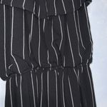 She & Sky Black & White Striped Off Shoulder Cropped Wide Leg Jumpsuit Pockets M Photo 6