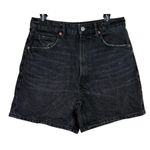 ZARA  High Waisted Loose Fit Classic Cotton Denim Jean Shorts 10 Black #3805 Photo 14