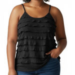 love on a hanger  Tank Top Womens Black Layers Ruffled Flowy Chic Size L XL Photo 0