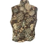 Drapers & Damons Floral Tapestry Vest Women's Medium‎ Sleeveless Zip Up Brown Photo 2