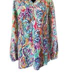 Lilly Pulitzer Women's XS Elsa Silk Smocked Top in What A Catfish Multi Photo 6