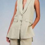 Current Air ☀️3/$25  Stripe Shawl Collar Vest Khaki Stripe SZ S Photo 1