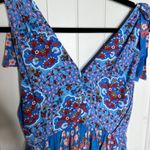 Sandro  Plunging V neck blue‎ floral Mason dress size 34 boho romantic high low Photo 12