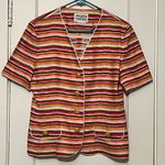 Rickie Freeman for Teri Jon VTG 100% linen blazer blouse size 4 rainbow summer Pink Photo 0