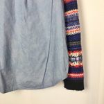 Free People We the Free Chambray Fair Isle Sweater Sleeve Button Down M Photo 7