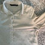 ZARA Cream Metallic Dot Print Button Up Collared Shirt size XS Blouse Soft Girl Gold Photo 4