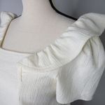 Madewell NEW  Crosshatch Ruffled‎ Top, XXS, white Photo 5