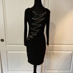 Symphony LITTLE BLACK DRESS GOLD CHAIN SEXY CUT OUT LACE UP RHONESTONE Photo 4