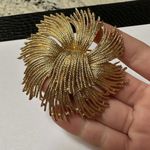 Monet Large Signed  Gold Tone Brooch Pin Fringed Style Photo 4