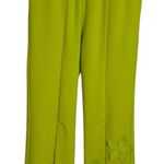 IC By Connie K Pants Womens XS Green Pull On Floral Applique Slit Crop Career Photo 0