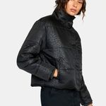 RVCA Eezeh Animal Print Black Puffer Jacket Full Zip Cropped Nylon Size XS Photo 15