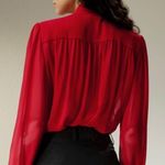 San Joy NWT Tie neck button up oversize blouse size M Photo 1