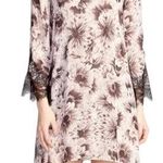 ASTR | Large | Blush + Black Floral Print Bell Sleeve Lace Trim Mini Shift Dress Photo 0