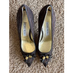 Luciano Padovan Chocolate Brown Suede Patent Leather Tassel Heels Italy EU 37 7 Photo 1