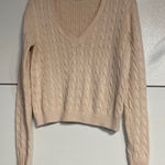 Brandy Melville  WOMENS V NECK CABLE KNIT SWEATER LIGHT PINK ONE SIZE Photo 0