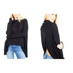 Free People Juicy Long Sleeve Top Cowl Neck Thermal Oversized Open Back Black XS Photo 1