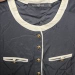 Alice & Trixie  Silk Black Cream Contrast Gold Button Blouse Small Photo 2