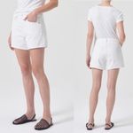 AGOLDE Organic Cotton High Rise White Parker Long Jean Shorts Dough 33 Photo 1