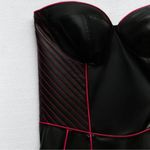 ZARA Faux Leather Strapless Black and Red Mini Dress(Size Large) Photo 5