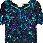 Laurence Kazar  Vintage Women’s Metallic Sequin Beaded‎ Formal Wearable Art L Photo 2