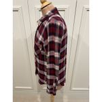 Lucky Brand Plaid Flannel Button Up Shirt Burgundy Navy Western Grunge Outdoor Photo 3
