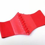 Court Style Wide Girdle‎ Red Fashion Elastic Faux Leather Skinny Elastic Belt Photo 5